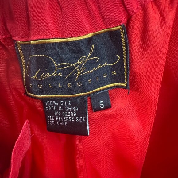 Diane Lemon Collection 100% Silk Red Dress Pants Size S - Picture 6 of 8